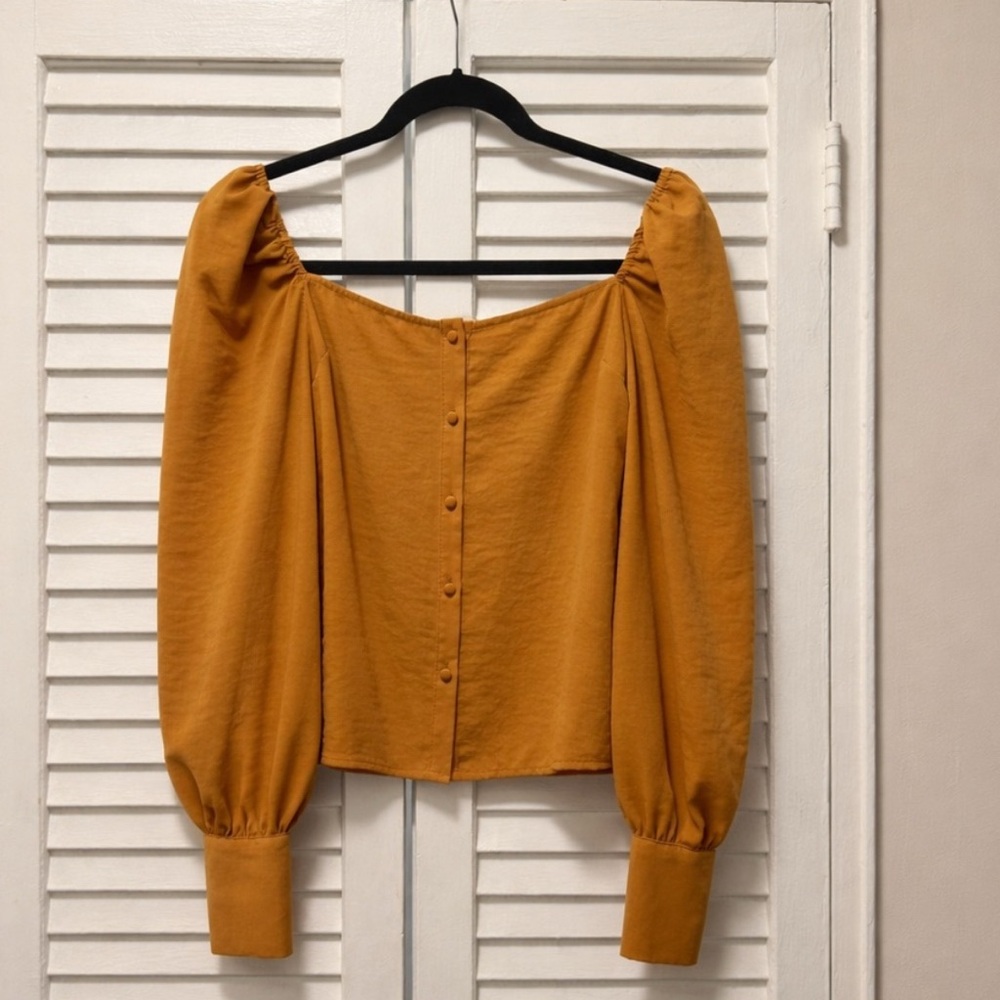 Line & Dot 🍮 Thea Square Neck Blouse in Caramel